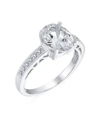 ブリング レディース アクセサリー Bling Jewelry Classic 3CT CZ Oval Solitaire Promise Ring Cubic Zirconia Pave Filigree Band Sterling Colorless シル