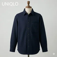 UNIQLO ユニクロ シャツジャケット S ネイビー 紺 秋冬 ウールライク ブルゾン アウター メンズ 古着 #K027-111