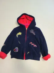 キッズ MARCJACOBS ネイビ ボア フード ジップアップ 138