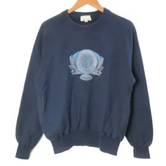 トラサルディ TRUSSARDI 90s トレーナー スゥェット刺繡 長袖 裏毛 M 紺 ネイビー /Xのサムネイル