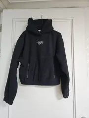 トミーヒルフィガー ブラック フリース ジップアップ フーディー