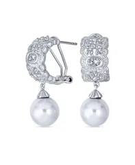 ブリング レディース アクセサリー ピアス・イヤリング Bling Jewelry Elegant Dangle Chandelier Earrings with CZ White Glass Ball Pearl Dropsilver tone シルバー