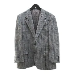 バーバリーズ Burberrys BBE79-512-05 グレンチェック柄 ウール＆アンゴラ ジャケット 100-94-170 BB5 灰系 グレー テーラード ボタン 裏地 日本製