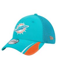 뉴 엘라 남성 액세서리 모자 New Era Mens Aqua Miami Dolphins Game Day Linear 39THIRTY Flex Hat Aqua 아쿠아