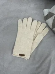 未着用 新品 カシミア 100% ニット 手袋 アイボリー ブラック