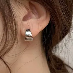 A4.ぽってりフープピアス　シルバー925　シンプル　ドロップ　金属アレルギー