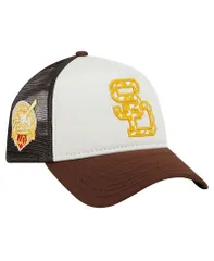 ニューエラ メンズ アクセサリー 帽子 New Era Mens WhiteBrown San Diego Padres Checkered Flag AFrame Trucker 9FORTY Adjustable Hat White Brown ホワイト