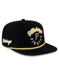ニューエラ メンズ アクセサリー 帽子 コーデュロイ New Era Mens Black Pittsburgh Pirates Full Circle Corduroy Golfer Adjustable Hat Black ブラック