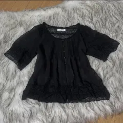 ヴィンテージ レース ブラック ブラウス