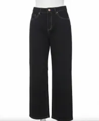 ブラック ワイド デニム パンツ 30