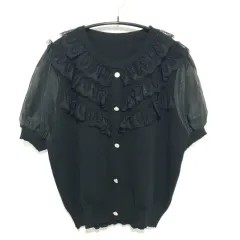 レース バイカラー 半袖 ニット F_S1687