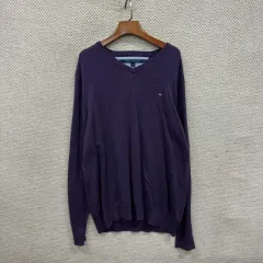 Tommy Hilfiger トミーヒルフィガー 刺繍 ロゴ Vネック コットン ニット L A06401