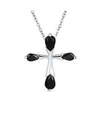 ブリング レディース アクセサリー ネックレス・チョーカー・ペンダントトップ レース Bling Jewelry Black Purple Clear Cubic Zirconia CZ Teardrop Tips Cross Necklace Pendant