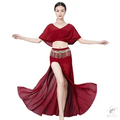 ダンスウェア ベリーダンス衣装 社交ダンスドレス ステージ衣装 レディース 練習服 練習着 セット モダンスカート ロング丈 フレア 舞台服 レッスン着 モダン 社交ダンス ダンス服 衣装