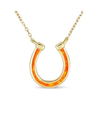 ブリング レディース アクセサリー ネックレス・チョーカー・ペンダントトップ レース Bling Jewelry Delicate White orange Fire Created Opal Equestrian Good Luck Charm Horses