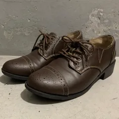 カーニバルジョイ　レースアップシューズ　フェイクレザー　穴飾り　紐靴　靴　ダークブラウン　23cm      carnival joy