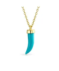 ブリング レディース アクセサリー ネックレス・チョーカー・ペンダントトップ レース Bling Jewelry Western Turquoise Cornicello Horn Pendant Necklace 14K Gold Plated Blue t