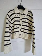 H&M ストライプ クロップド カーディガンM