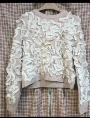 フラワー装飾 ピンク セーター