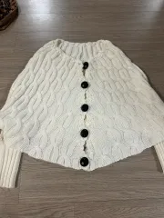 アイボリー ケーブル編み ニット カーディガン