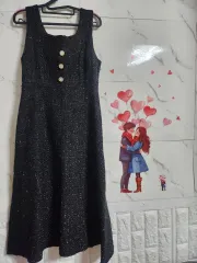 新品 ブラック ツイード ビスチェ ロングワンピース 55～細身66まで
