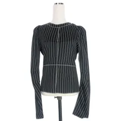 エムエムシックス メゾンマルジェラ MM6 Maison Margiela 22AW ピンストライプ パフスリーブブラウス 長袖シャツ 36 ブラック 黒 S62NC0112 国内正規のサムネイル