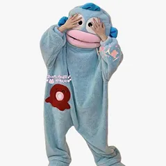 着ぐるみ 大人用 パジャマ ルームウェア 連体服 部屋着 寝間着 ハロウィン クリスマス 仮装 コスプレ コスチューム キャラクター ピエロ魚 ハンギョドン 冬 寒さ対策 暖かい フランネル もこもこ ブルー おもしろい