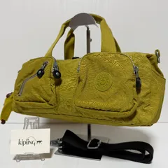 Kipling キプリング 2WAY ボストンバッグ ショルダーバッグ クロスボディバッグ トートバッグ ライムイエロー マスタード モンキーチャーム付き ショップカード付き B528