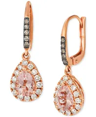 ル ヴァン レディース アクセサリー ピアス・イヤリング Le Vian Peach Morganite 1 ctw Nude Diamond 38 ctw Chocolate Diamond 110 ctw Teardrop Earrings in 14k
