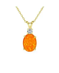 ブリング レディース アクセサリー ネックレス・チョーカー・ペンダントトップ レース Bling Jewelry Classic Simple CZ Accent 5CT Oval Solitaire Created Opal Pendant Necklace