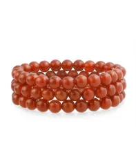 ブリング レディース アクセサリー ブレスレット・バングル・アンクレット Bling Jewelry Stackable Set Of 3 Natural Stone Round Bead 8MMulti Strand Stretch Bracelet Red