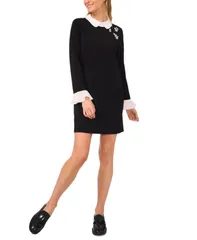 セセ レディース トップス ワンピース CeCe Womens Collared Shift Dress Rich Black ブラック