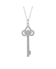 ブリング レディース アクセサリー ネックレス・チョーカー・ペンダントトップ レース Bling Jewelry Pave Cubic Zirconia CZ Fleur De Lis Key Shapendant Necklace 925 Sterling