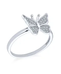 ブリング レディース アクセサリー Bling Jewelry Garden Insect 925 Sterling Silver Micro Cubic Zirconia Nature Butterfly Ring Band Silver シルバー