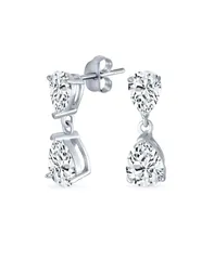 ブリング レディース アクセサリー ピアス・イヤリング Bling Jewelry Elegant Classic Simple 5CT Cubic Zirconia Clear Double Teardropear Shaped Solitaire CZ D
