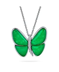 ブリング レディース アクセサリー ネックレス・チョーカー・ペンダントトップ レース Bling Jewelry Nature CZ Accent Green Malaysian Jade Garden Insect Butterfly Necklace Pe