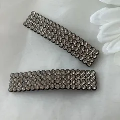ヘアピン ラインストーン 2個セット キラキラ 大人 上品 ヘアアクセ シルバー 韓国風 パッチンピン 前髪 留め 髪飾り おしゃれ 結婚式