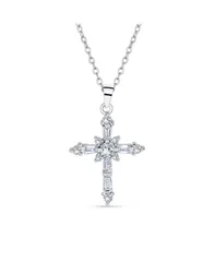 ブリング レディース アクセサリー ネックレス・チョーカー・ペンダントトップ レース Bling Jewelry Delicate Marquise Cubic Zirconia Religious Cross Pendant Necklace Sterlin