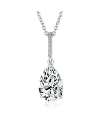 ブリング レディース アクセサリー ネックレス・チョーカー・ペンダントトップ レース Bling Jewelry 4CTeardrop Shape Solitaire Cubic Zirconia CZ Prong Set Pendant Necklace P