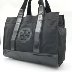 トリーバーチ トートバッグ ナイロン エナメル ブラック 黒 ロゴ 中古