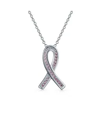 ブリング レディース アクセサリー ネックレス・チョーカー・ペンダントトップ レース Bling Jewelry Delicatelegant Fine Pave Pink Cubic Zirconia CZ Ribbon Breast Cancer Surv