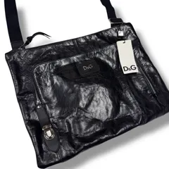 希少 タグ付き D＆G DOLCE & GABBANA ドルチェアンドガッバーナ  ショルダーバッグ  四角形 クロスボディ シボ加工 バッファローレザー シルバー金具 ワンポイントロゴ A4収納可能 大きめサイズのサムネイル