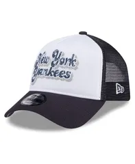 ニューエラ レディース アクセサリー 帽子 New Era Womens WhiteNavy New York Yankees Throwback Team Foam Front AFrame Trucker 9Forty Adjustable Hat Whi