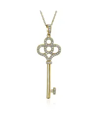ブリング レディース アクセサリー ネックレス・チョーカー・ペンダントトップ レース Bling Jewelry Key To My Heart Pave CZ Crown Key Pendant Necklace For Women For Gold Pla