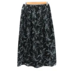 アーバンリサーチ ドアーズ URBAN RESEARCH DOORS フレアスカート ギャザースカート ロング丈 マキシ丈 総柄 One マルチカラー 黒 ブラック /YK10