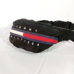 【定番】トミーヒルフィガー ウエストバッグ 黒 コットン ビッグロゴ 斜めがけ ボディバッグ 90s ストリート
