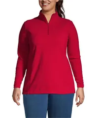 ランズエンド レディース アウター ジャケット・ブルゾン ハーフジップラスサイズ フリース Lands End Plusize Anyweather Fleece Quarter Zipulloverich red レッド