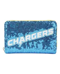 ラウンジフライ レディース アクセサリー 財布 スパンコール Loungefly Womens Los Angeles Chargersequin ZipAround Wallet Blue Yellのサムネイル