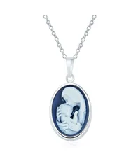 ブリング レディース アクセサリー ネックレス・チョーカー・ペンダントトップ レース Bling Jewelry Classic Blue White Carved Oval Simple Framed Victorian Lady Portrait Moth