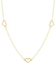 イタリアン ゴールド レディース アクセサリー ネックレス・チョーカー・ペンダントトップ レース Italian Gold Polished Open Heart Station 18 Collar Necklace in 10k Gold ゴールド